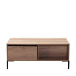 Hanah Home Shp-665-Tt-1 Mesa de centro elegante y funcional, Nogal Claro, 103x42x60 cm, 100% tablero de partículas melaminado